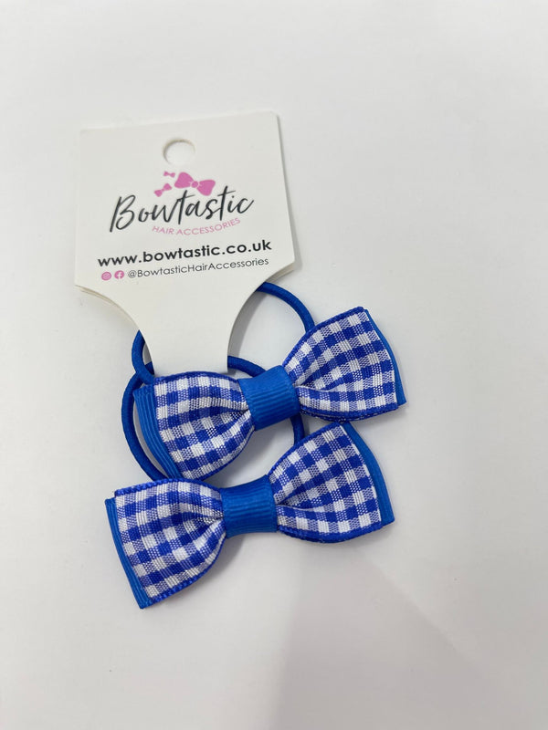 1.75 Inch Bow Thin Elastic - Royal Blue Gingham - 2 Pack