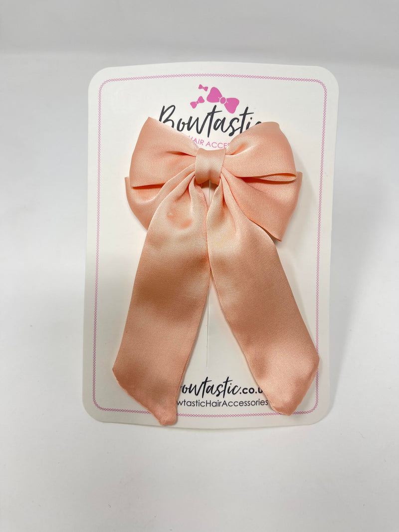 3 Inch Satin Tail Bow - Petal Peach