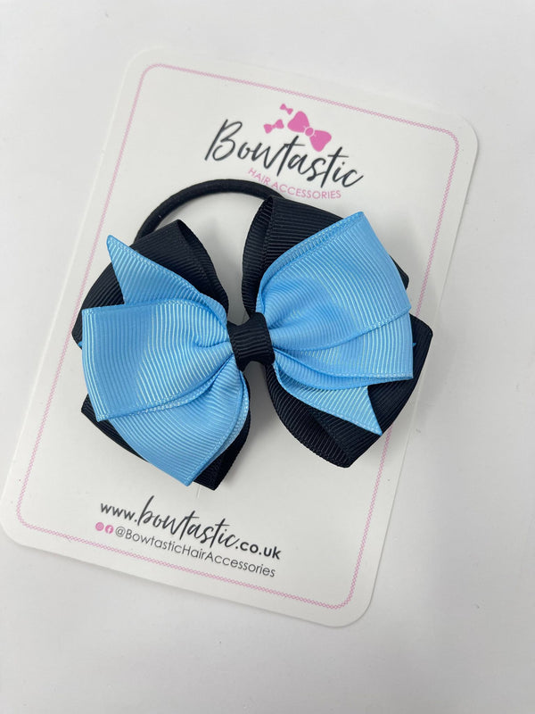 3.5 Inch Double Bow Bobble - Blue Mist & Black