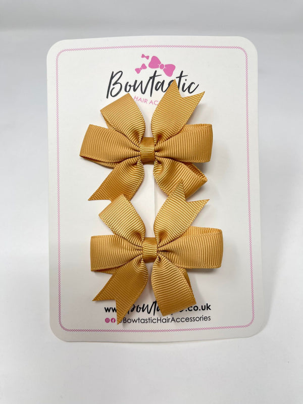 2.75 Inch Pinwheel Bow - Old Gold - 2 Pack