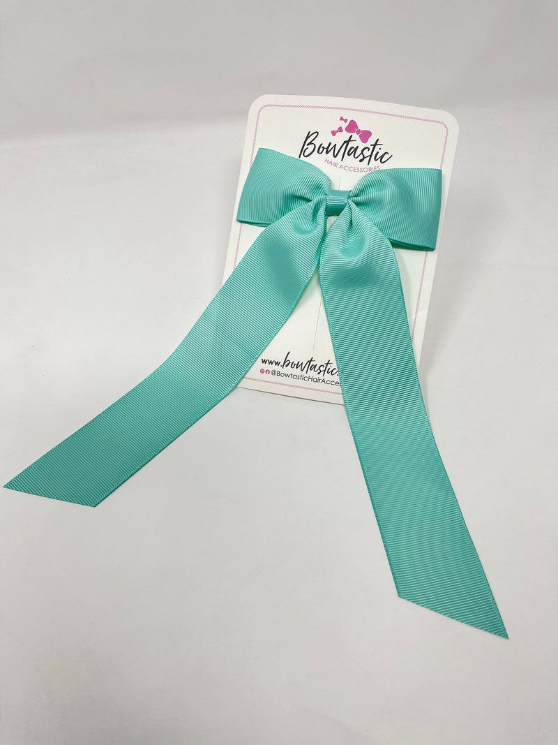 XL 4 Inch Tail Bow - Aqua