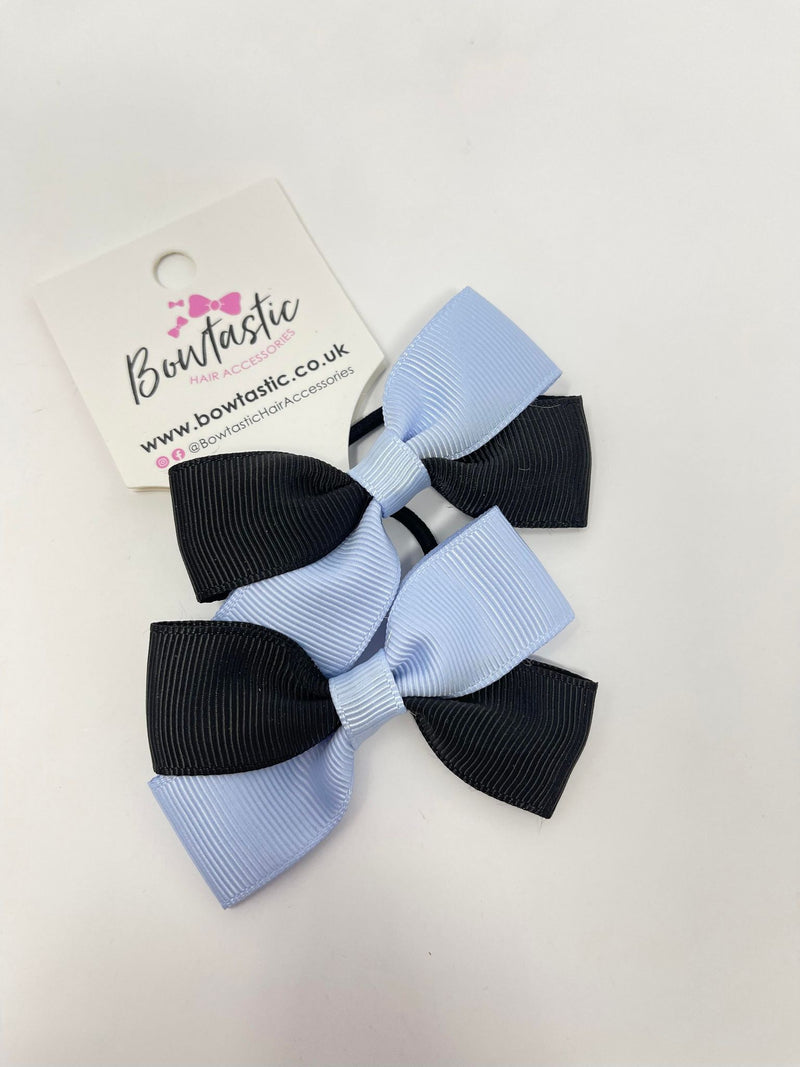 2.75 Inch Twist Bow Thin Elastic - Black & Bluebell - 2 Pack