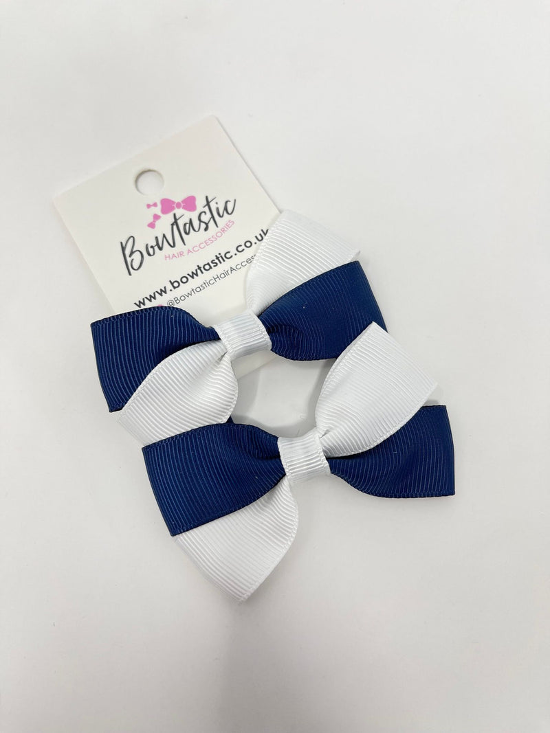 2.75 Inch Twist Bow Thin Elastic - Navy & White - 2 Pack