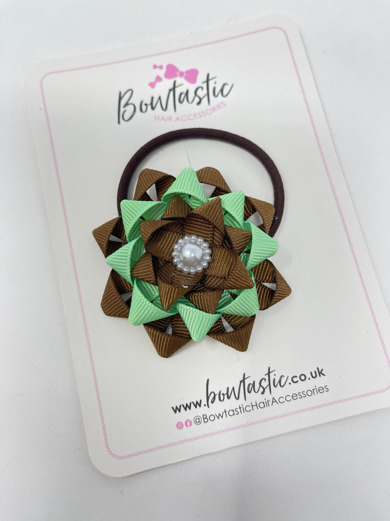 3 Inch Loop Bobble - Brown & Mint Green