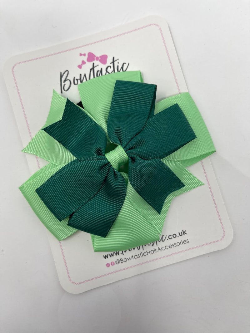 4 Inch Flat Double Bobble - Hunter Green & Mint Green