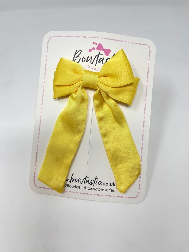 3 Inch Satin Tail Bow - Lemon