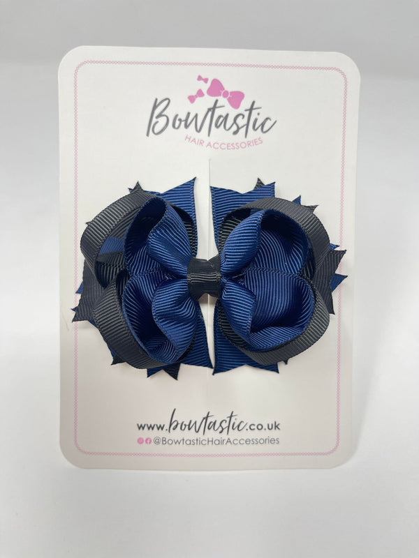 3.5 Inch Ring Bow - Black & Navy