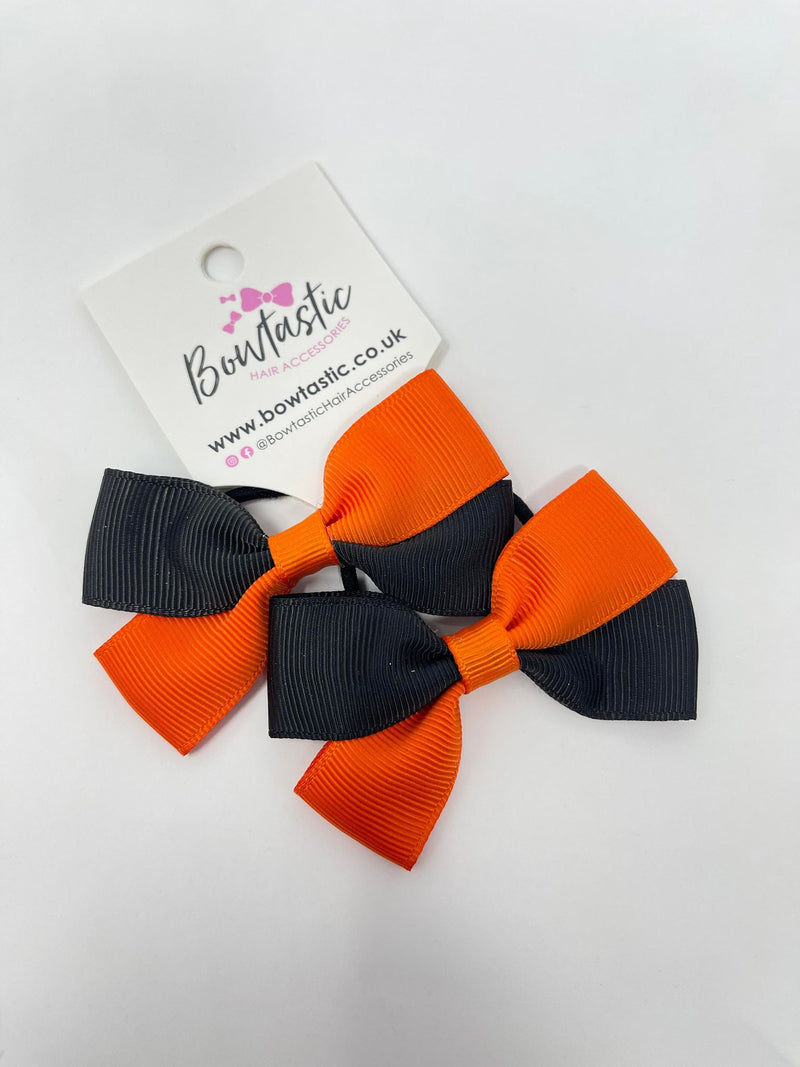 2.75 Inch Twist Bow Thin Elastic - Orange & Black - 2 Pack