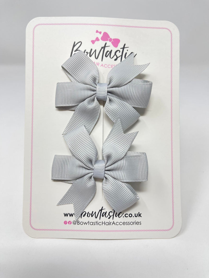 2.75 Inch Pinwheel Bow - Shell Grey - 2 Pack