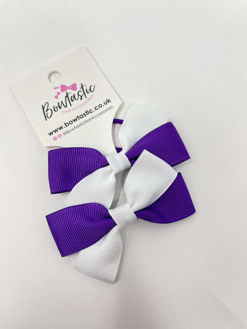 2.75 Inch Twist Bow Thin Elastic - Purple & White - 2 Pack