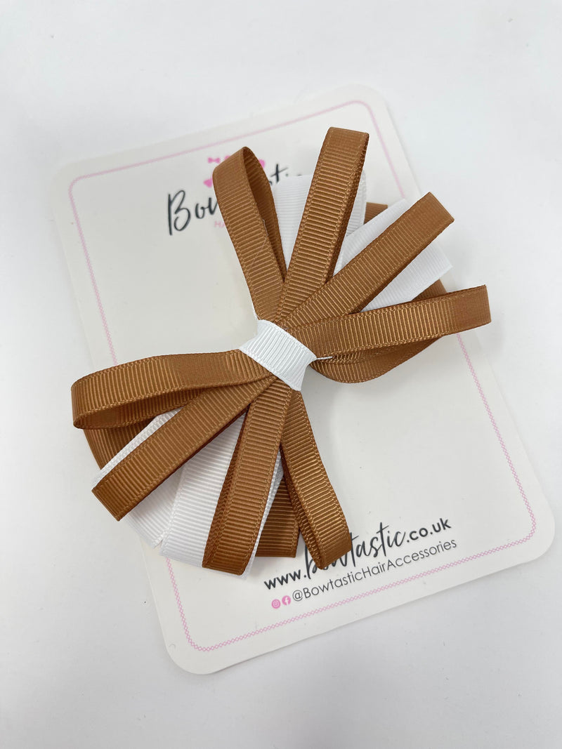 4.5 Inch Loop Bow - Brown & White