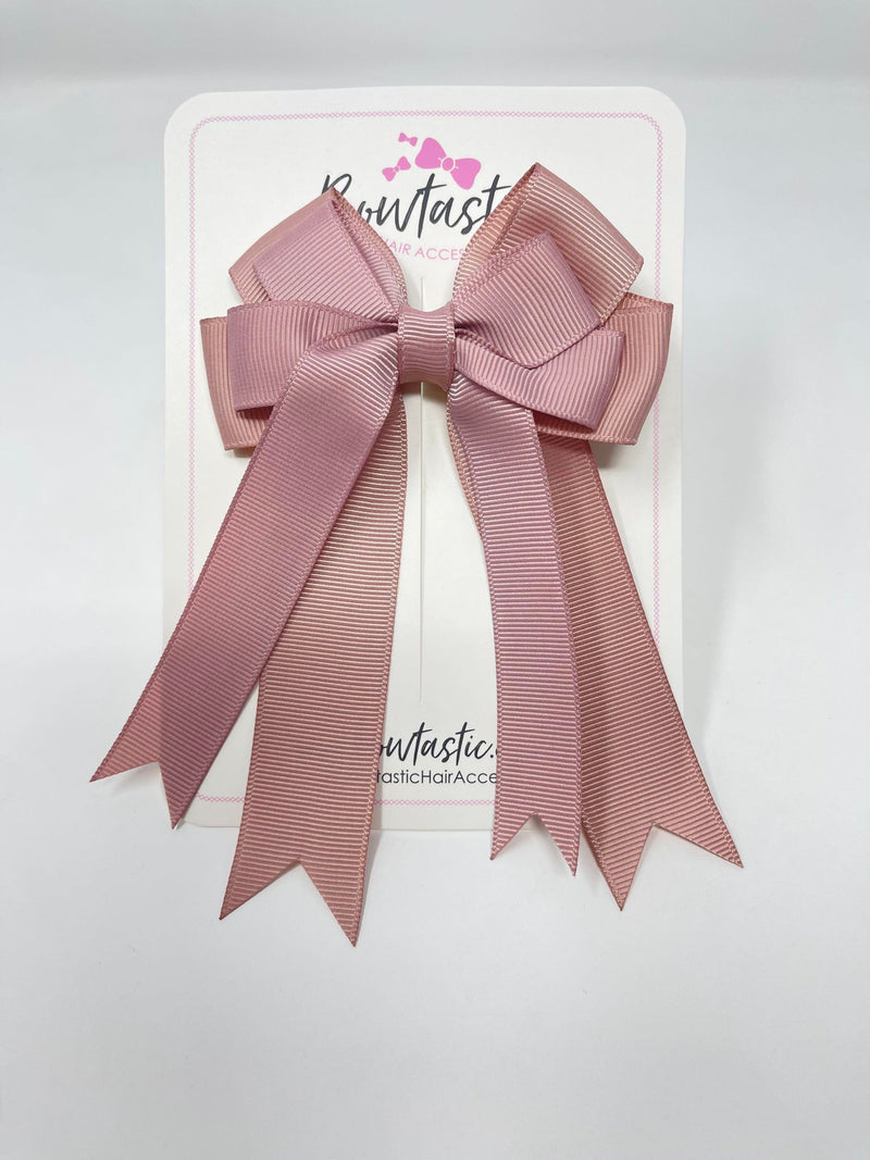 4 Inch Double Tail Bow - Antique Mauve