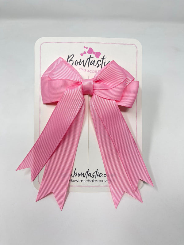 4 Inch Double Tail Bow - Rose Pink