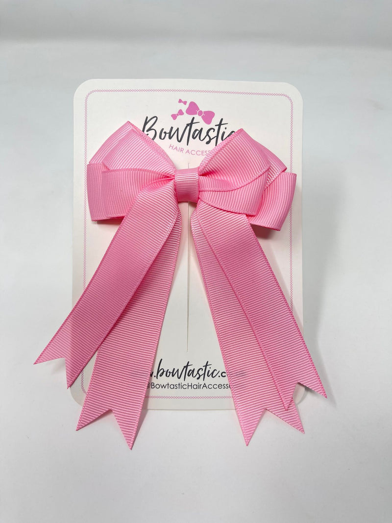 4 Inch Double Tail Bow - Rose Pink