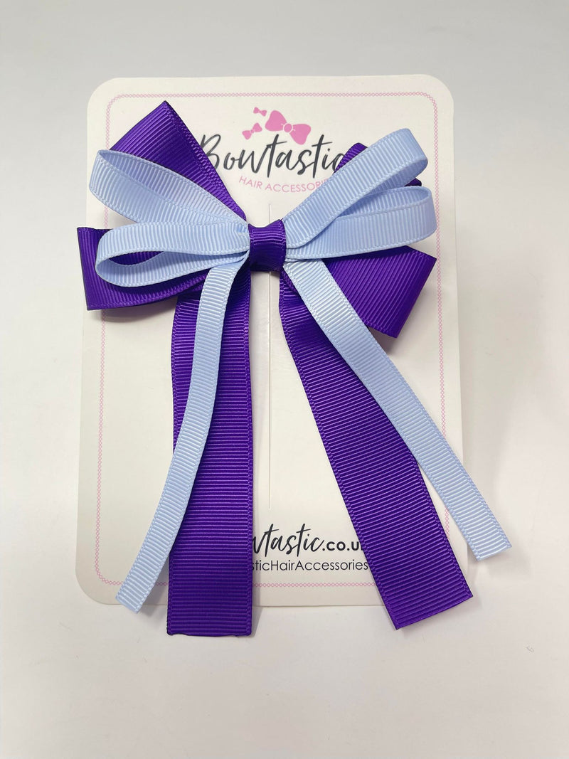 4 Inch Loop Tail Bow - Purple & Bluebell