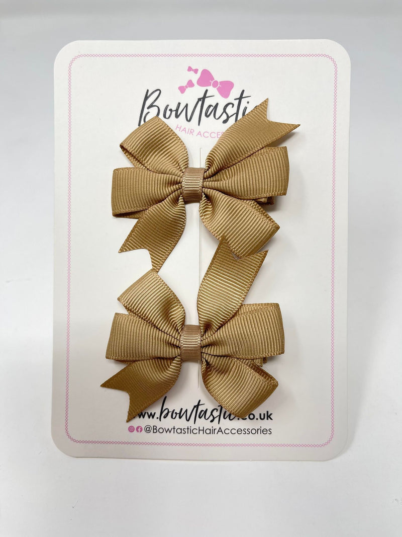 2.75 Inch Pinwheel Bow - Latte - 2 Pack