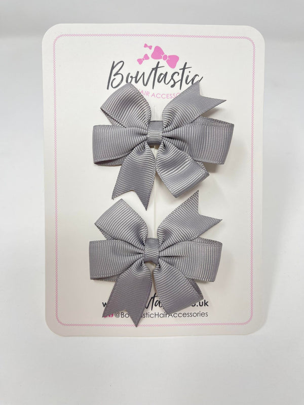 2.75 Inch Pinwheel Bow - Silver - 2 Pack