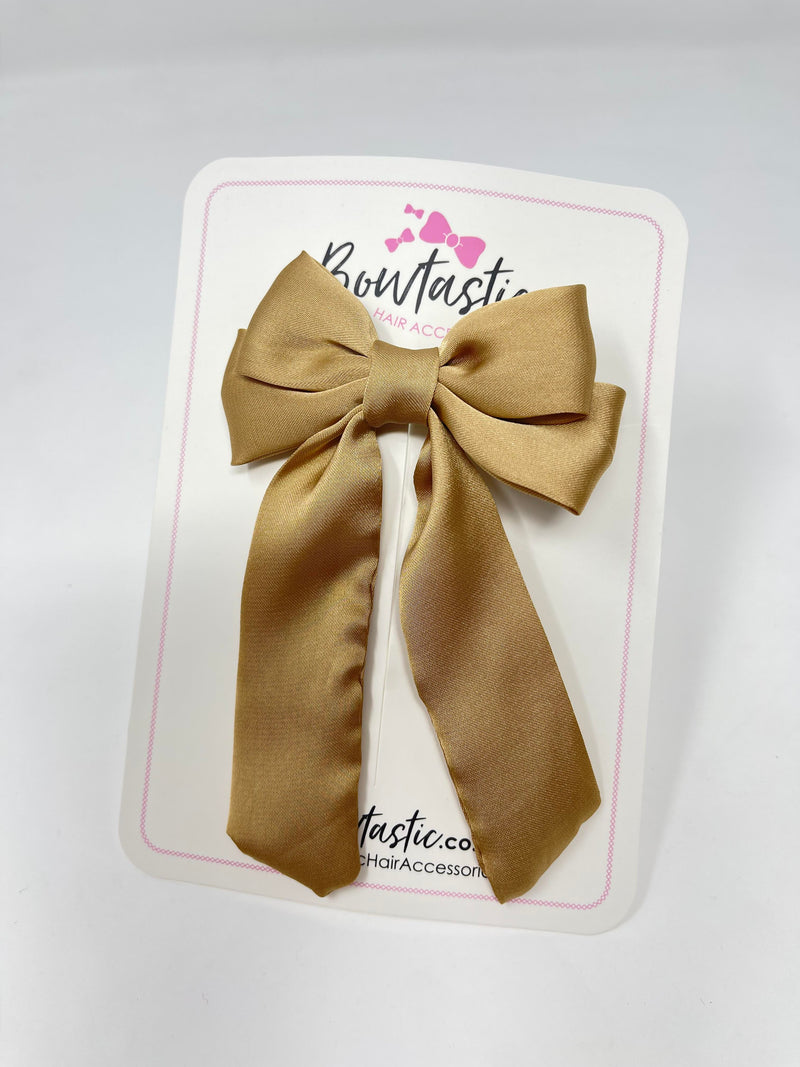 3 Inch Satin Tail Bow - Latte