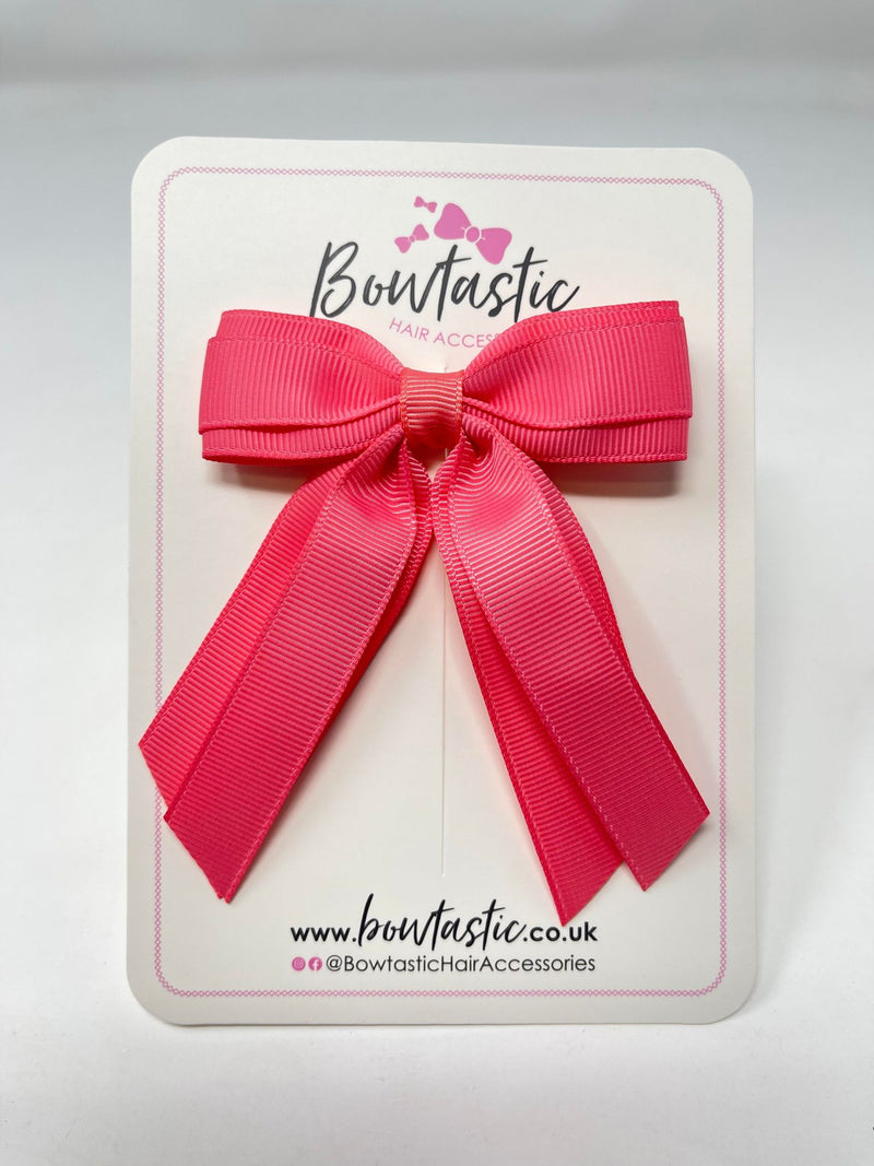 3 Inch Tail Bow - Coral Rose