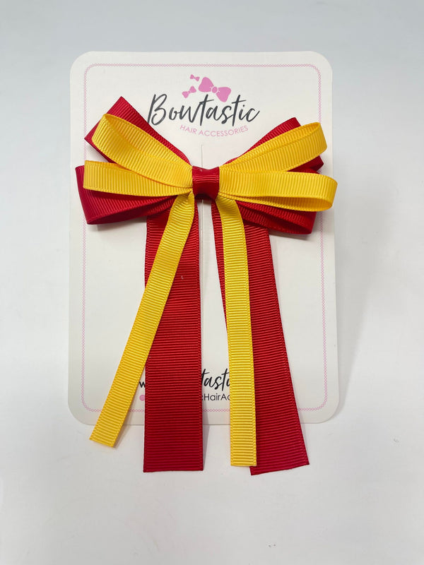 4 Inch Loop Tail Bow - Red & Yellow Gold