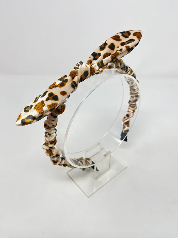 Velvet Bunny Ear Headband - Leopard