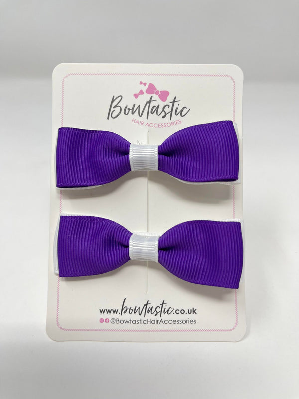 2.75 Inch Flat Bows - Purple & White - 2 Pack