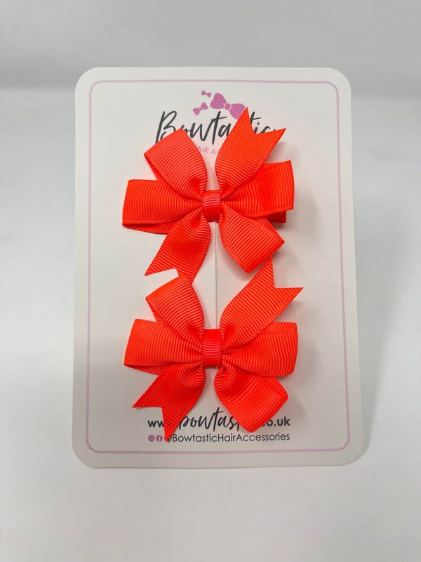 2.75 Inch Pinwheel Bow - Neon Orange - 2 Pack