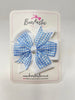 4 Inch Double Pinwheel Bow - Light Blue & White Gingham