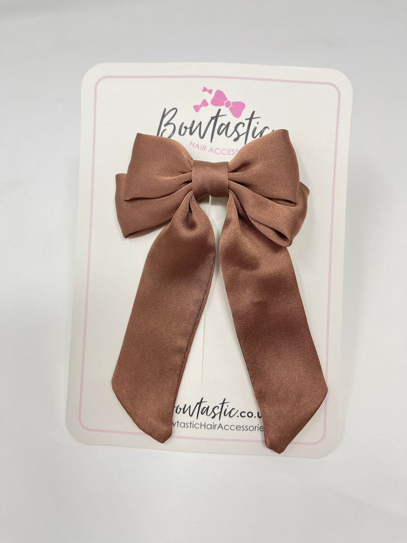 3 Inch Satin Tail Bow - Pecan Brown