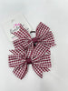3 Inch Pinwheel Bow Thin Elastic - Burgundy Gingham - 2 Pack