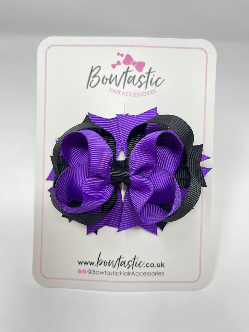 3.5 Inch Ring Bow - Purple & Black