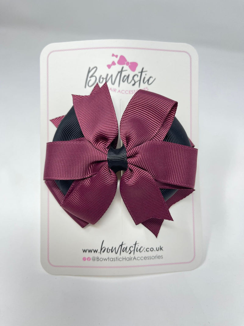 4 Inch 3 Layer Bow - Black & Burgundy