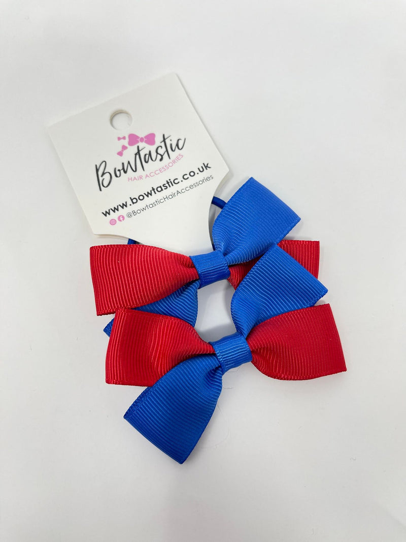 2.75 Inch Twist Bow Thin Elastic - Royal Blue & Red - 2 Pack