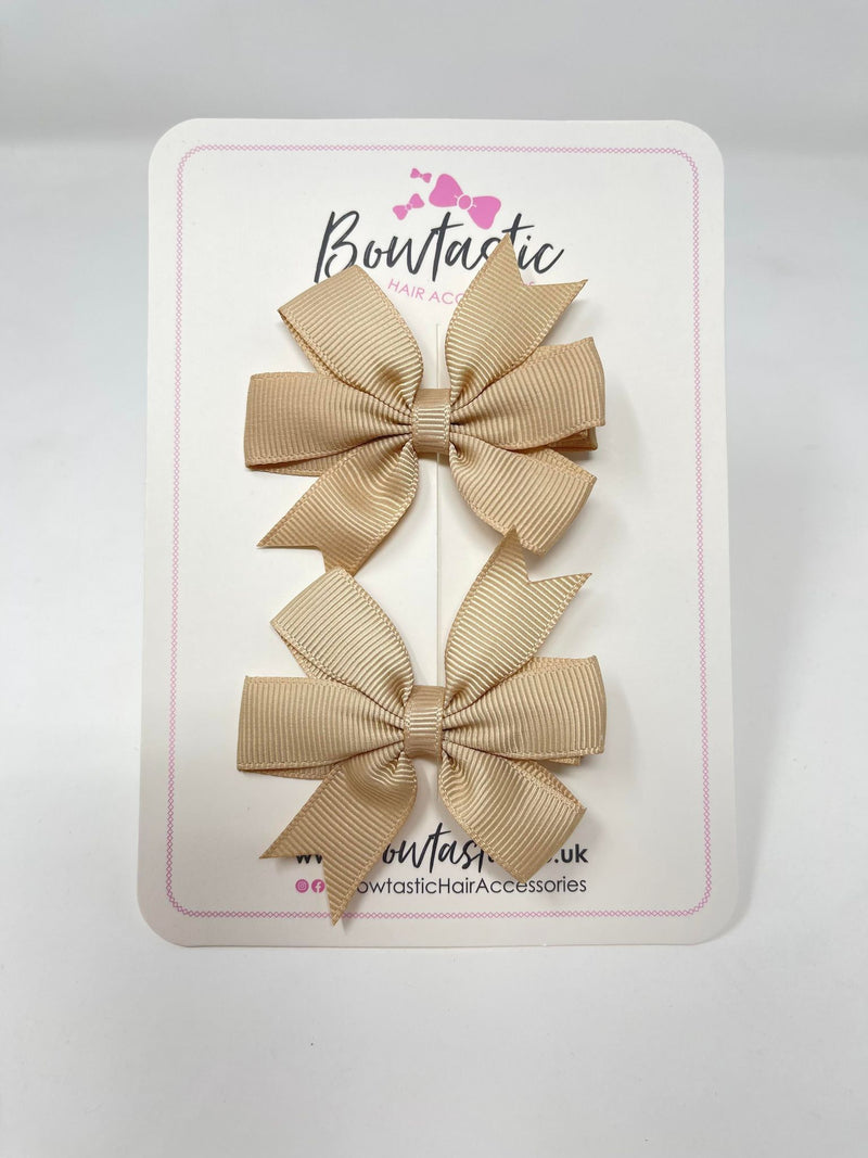 2.75 Inch Pinwheel Bow - Tan - 2 Pack