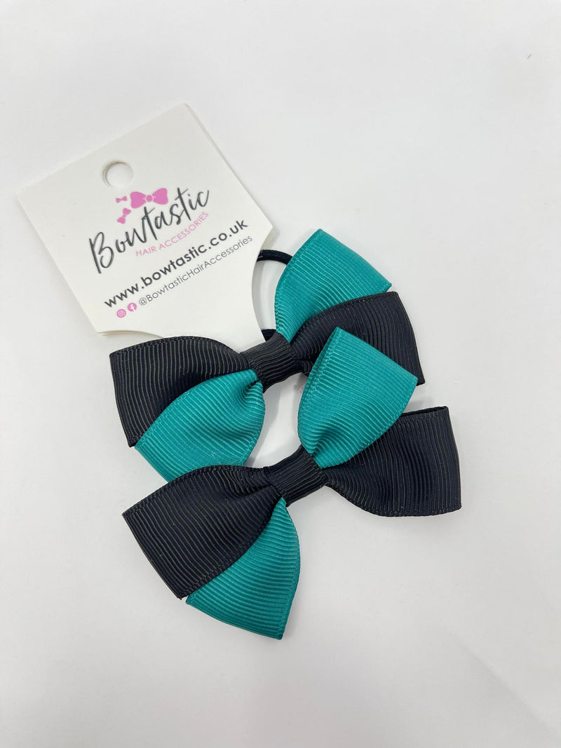 2.75 Inch Twist Bow Thin Elastic - Jade Green & Black - 2 Pack