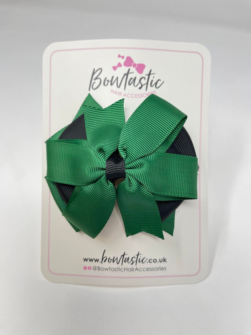 4 Inch 3 Layer Bow - Forest Green & Black