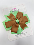 4 Inch Flat Double Bobble - Brown & Mint Green