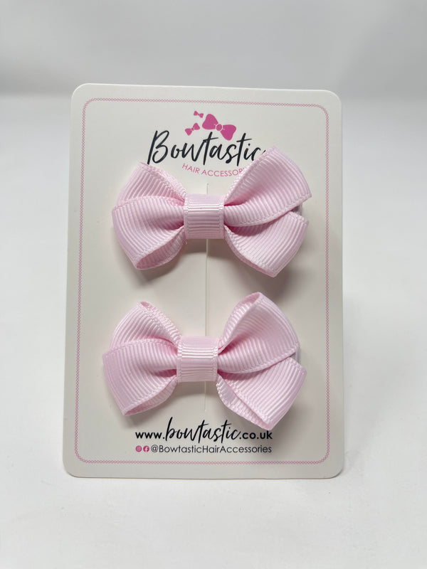 2 Inch Flat Bows Style 2 - Icy Pink - 2 Pack