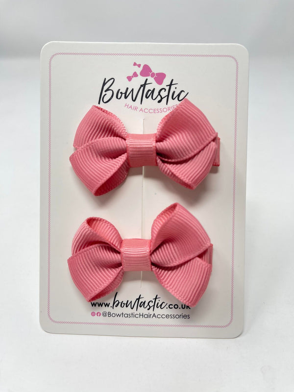 2 Inch Flat Bows Style 2 - Dusty Rose - 2 Pack