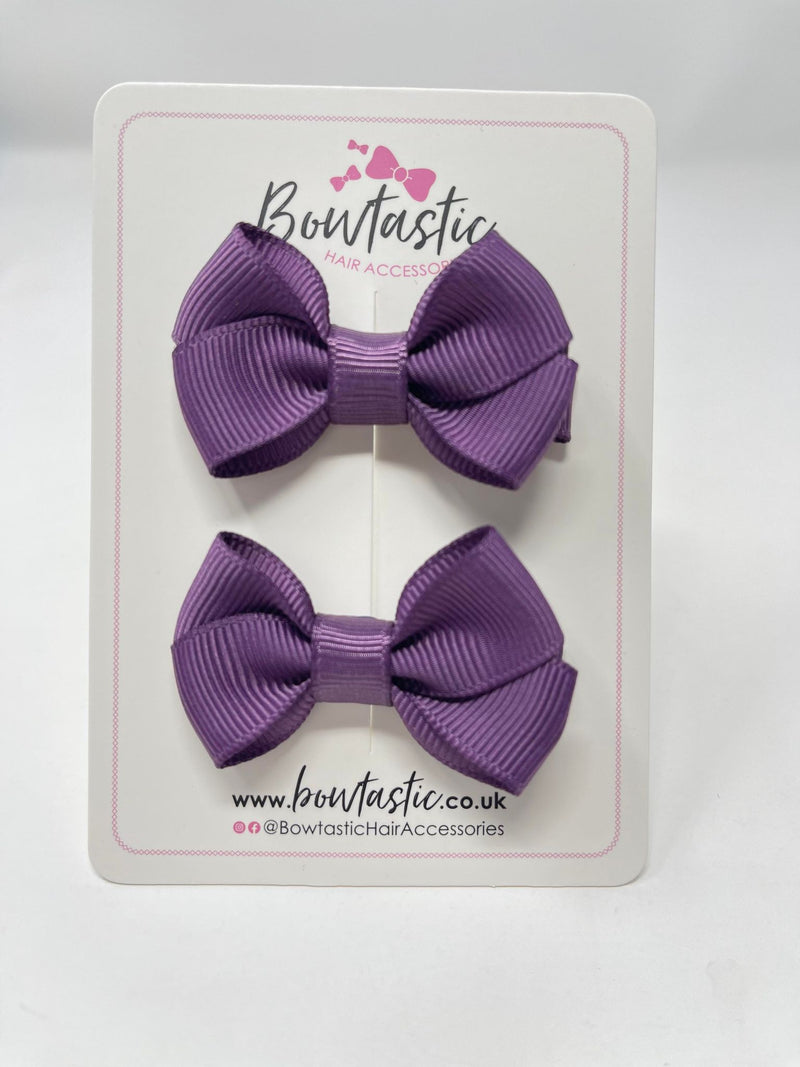 2 Inch Flat Bows Style 2 - Amethyst - 2 Pack