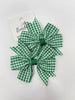 3 Inch Pinwheel Bow Thin Elastic - Forest Green & Green Gingham - 2 Pack