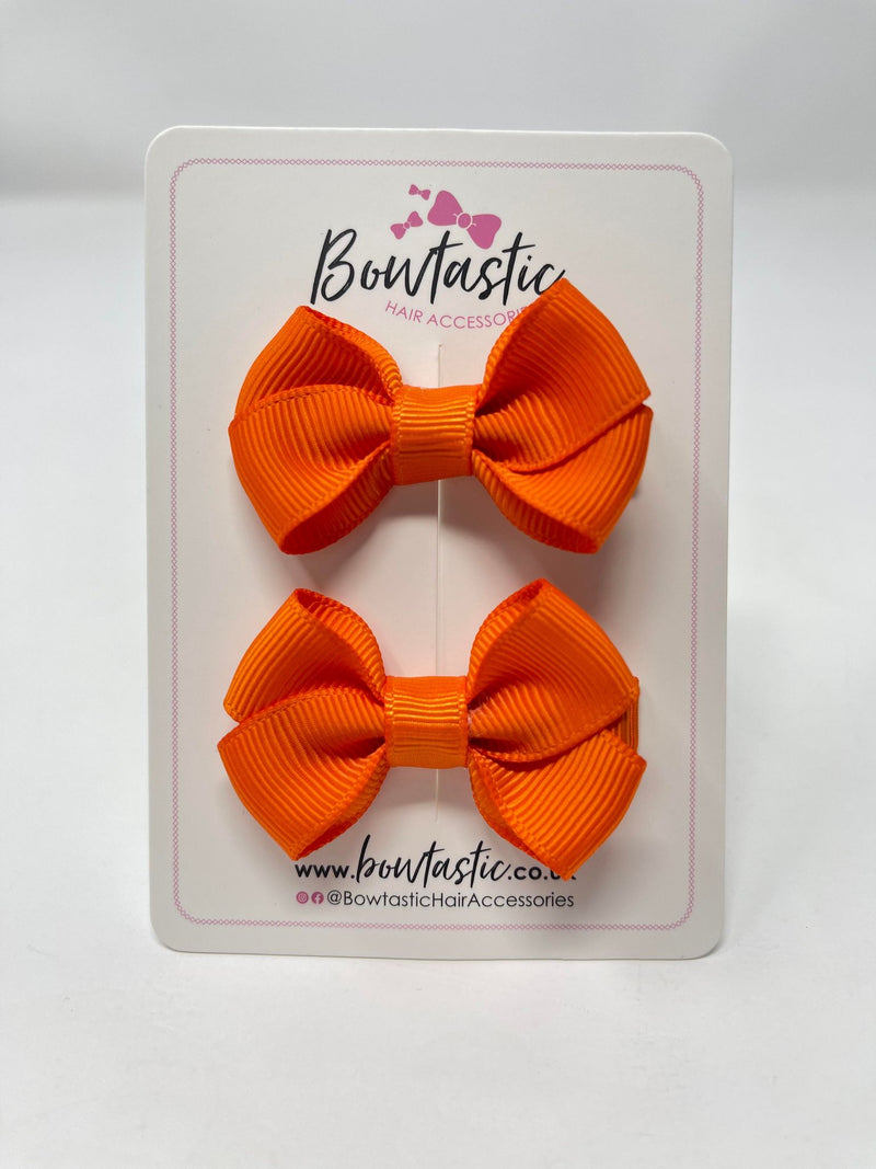 2 Inch Flat Bows Style 2 - Russet Orange - 2 Pack