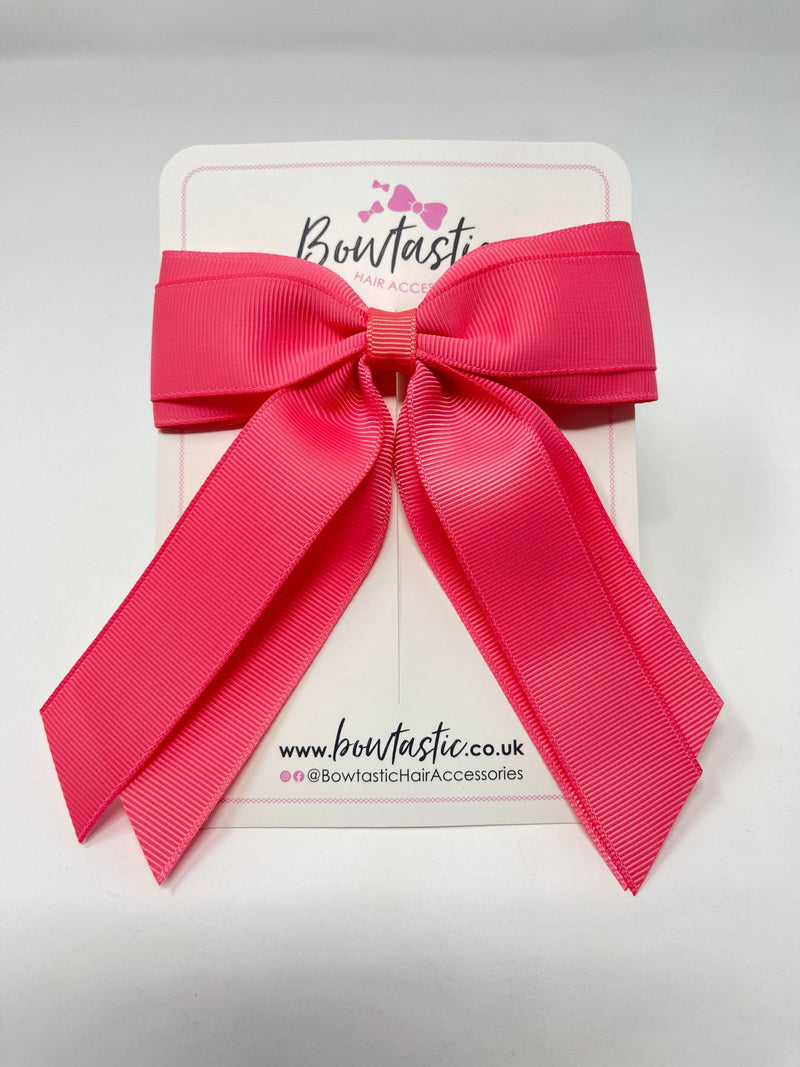 4.5 Inch Tail Bow - Coral Rose