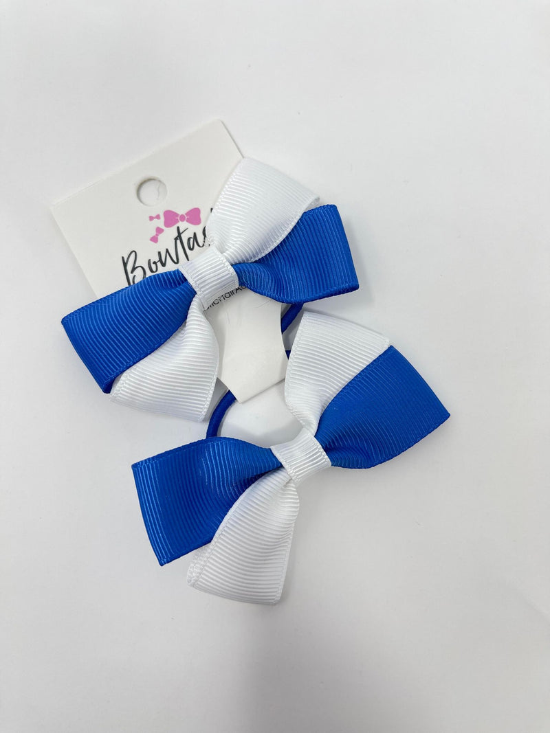 2.75 Inch Twist Bow Thin Elastic - Royal Blue & White - 2 Pack