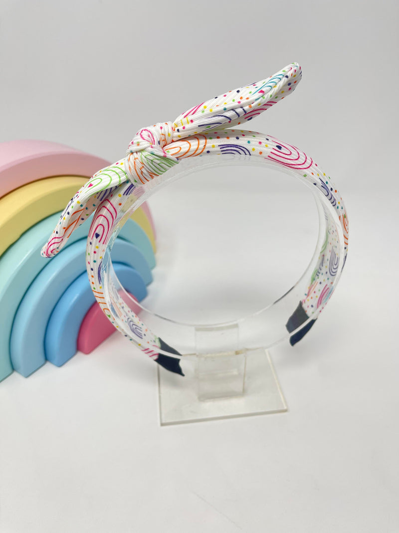 Ribbed Knot Headband - Rainbow Spot