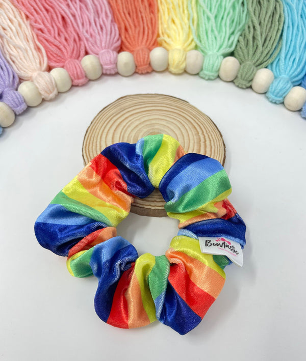 Velvet Scrunchie - Rainbow Stripe