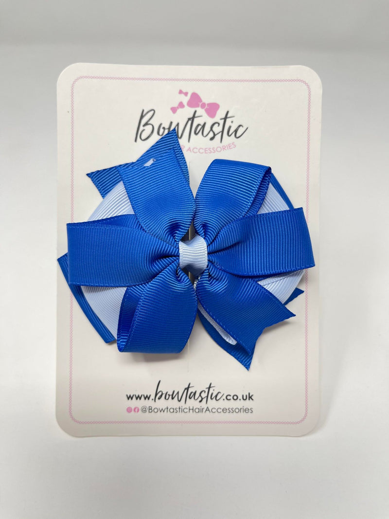 4 Inch 3 Layer Bow - Royal Blue & Bluebell