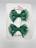 3 Inch Flat Bows - Forest Green & Green Gingham - 2 Pack