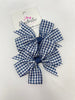 3 Inch Pinwheel Bow Thin Elastic - Navy Gingham - 2 Pack