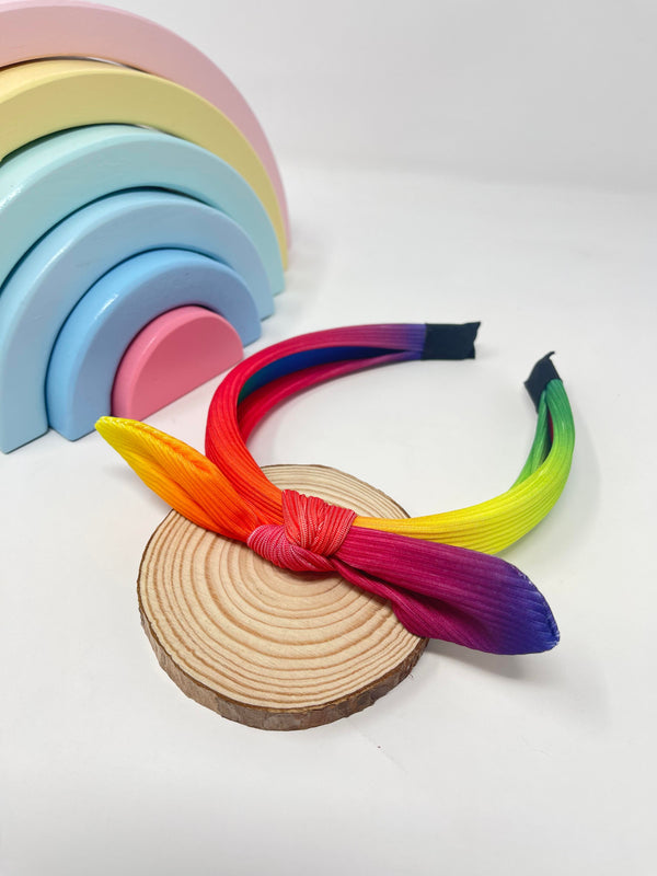 Ribbed Knot Headband - Rainbow Ombre